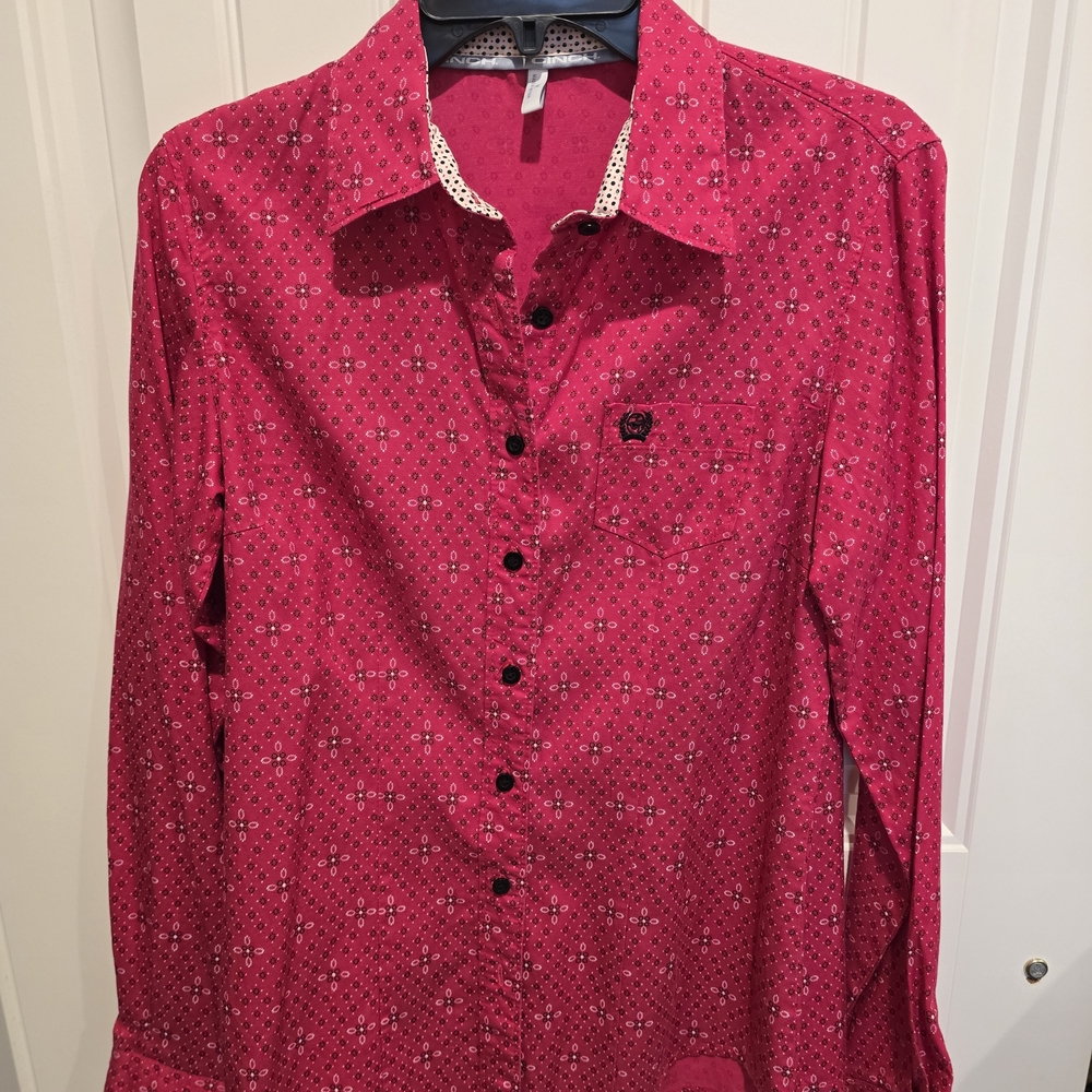Cinch Red Patterned Long Sleeve Shirt